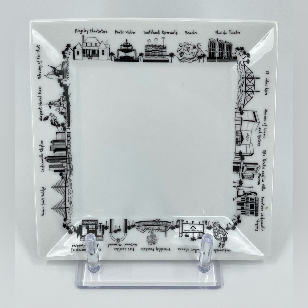 The Dish, Ltd. City Collection Jacksonville Florida Landmarks 7”x7” Square Plate